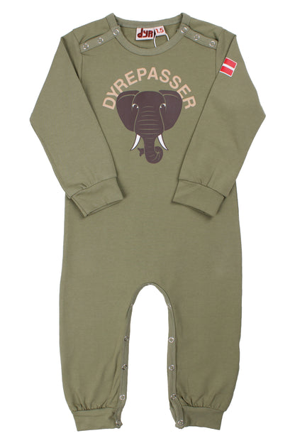Sød heldragt til babyer med print af elefant