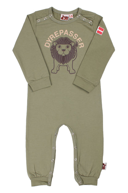 Sød heldragt til babyer med print af løve