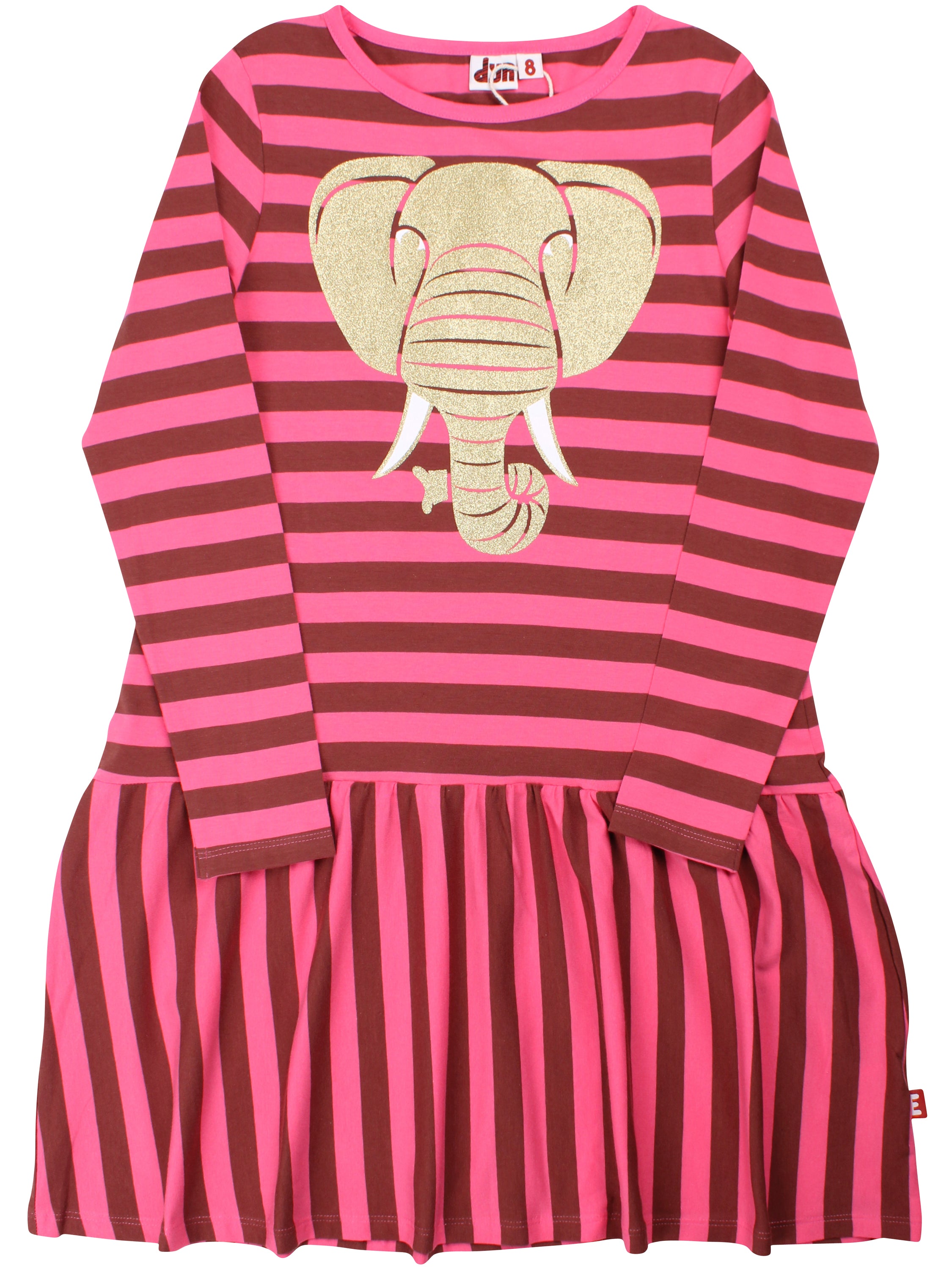 Dyrzanzi LS Dress AOP/STRIP Dk Brick/Spicy Pink ELFANT (GLITTER)