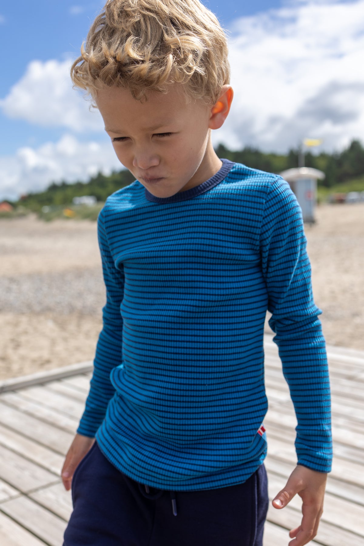 ESS - Danelemonade Ribbing Tee Warm Blue/Dark Navy