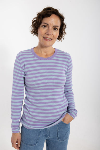 ESS - Danepartner LS ribbing tee Light Lilac/Cold Sky