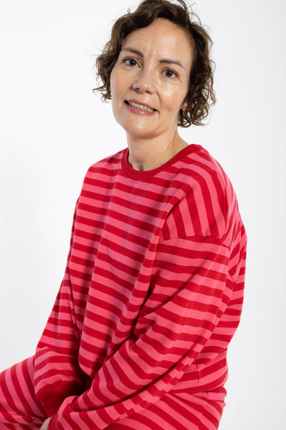 ESS - Danepit Sweatshirt Spicy Pink/Dk Red