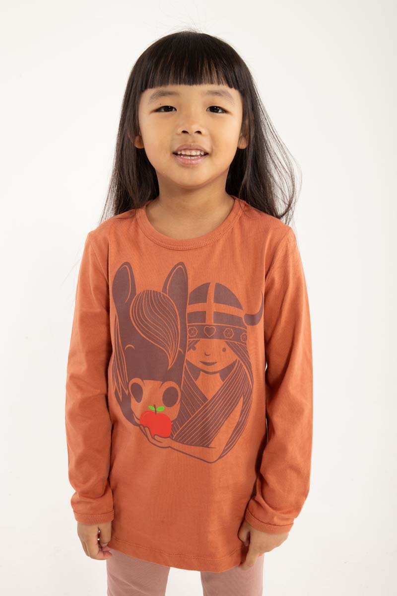 Bluse til børn med viking og hest