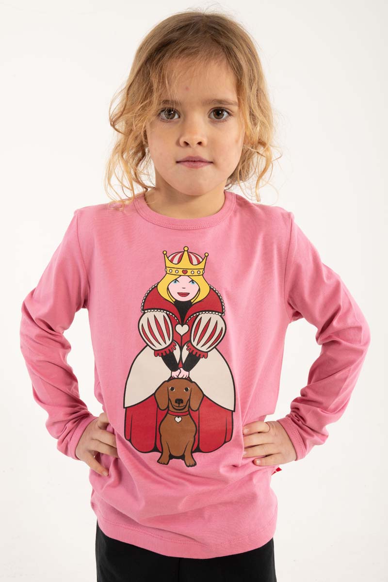 Bluse til børn med dronning og hund