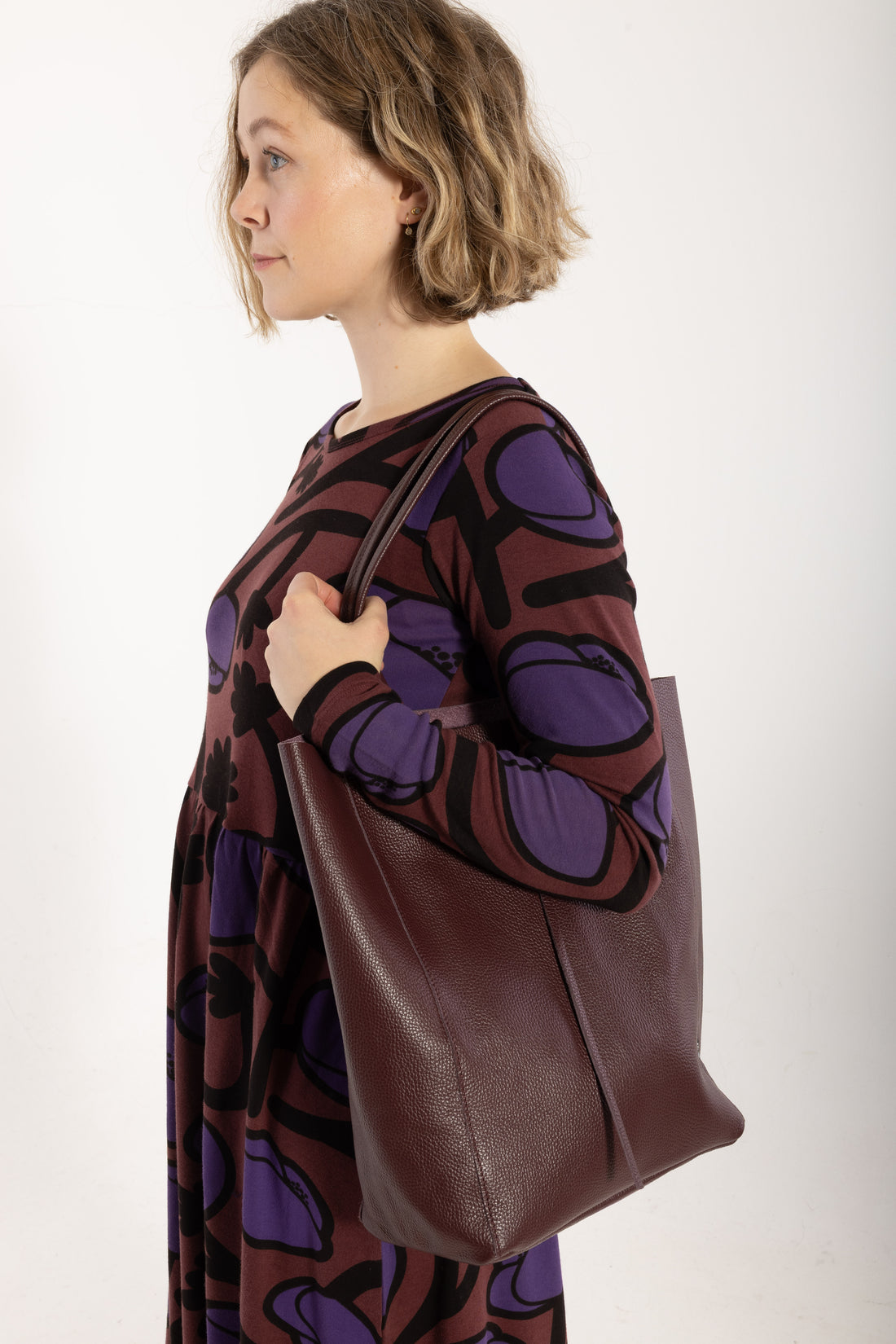 ESS - DaneHolstein Leather Tote Bag Red Wine