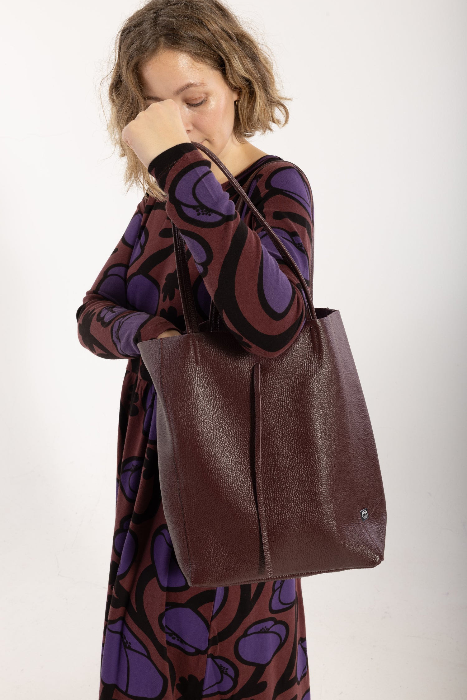 ESS - DaneHolstein Leather Tote Bag Red Wine