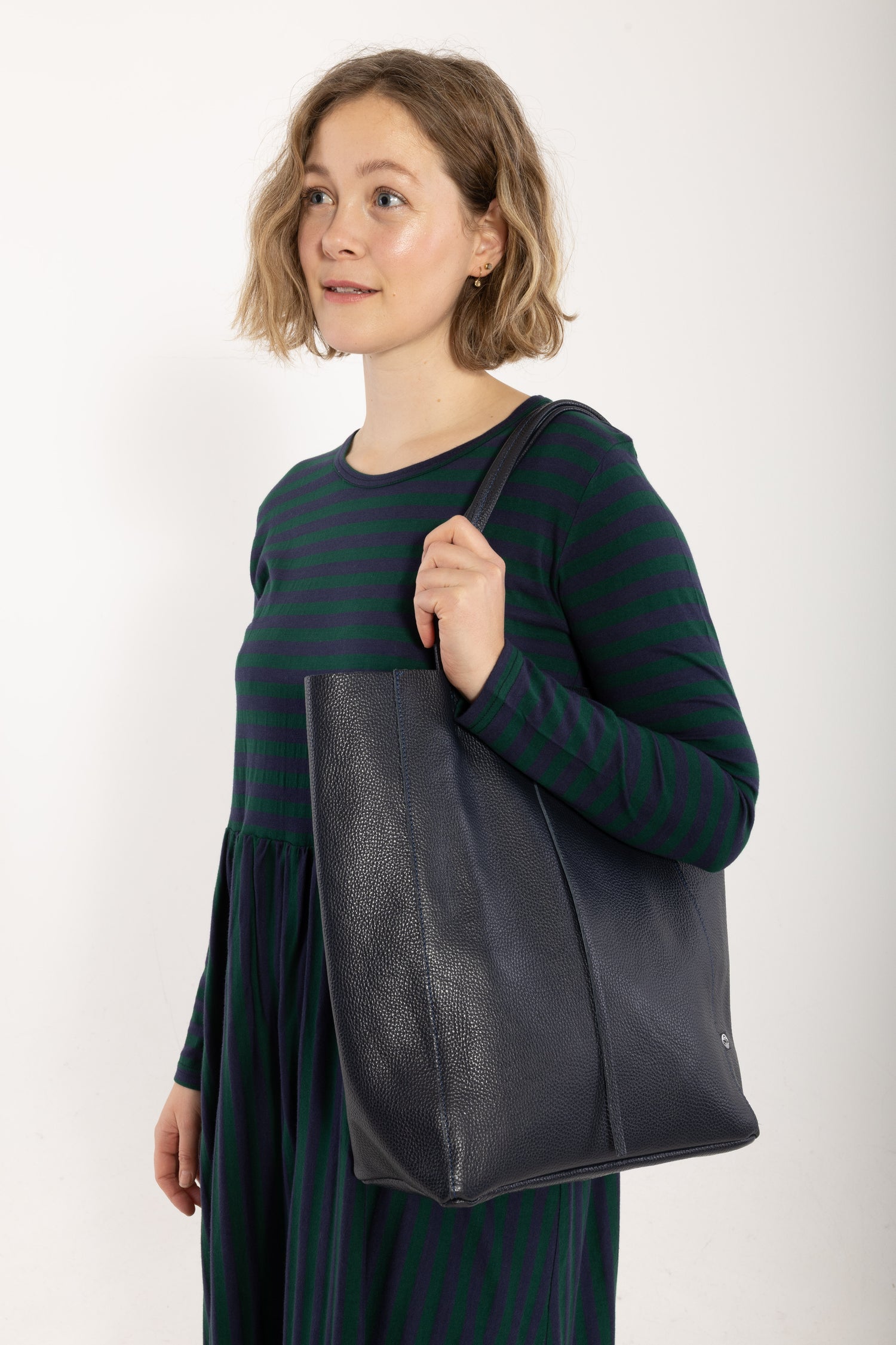 ESS - DaneHolstein Leather Tote Bag Dark Navy