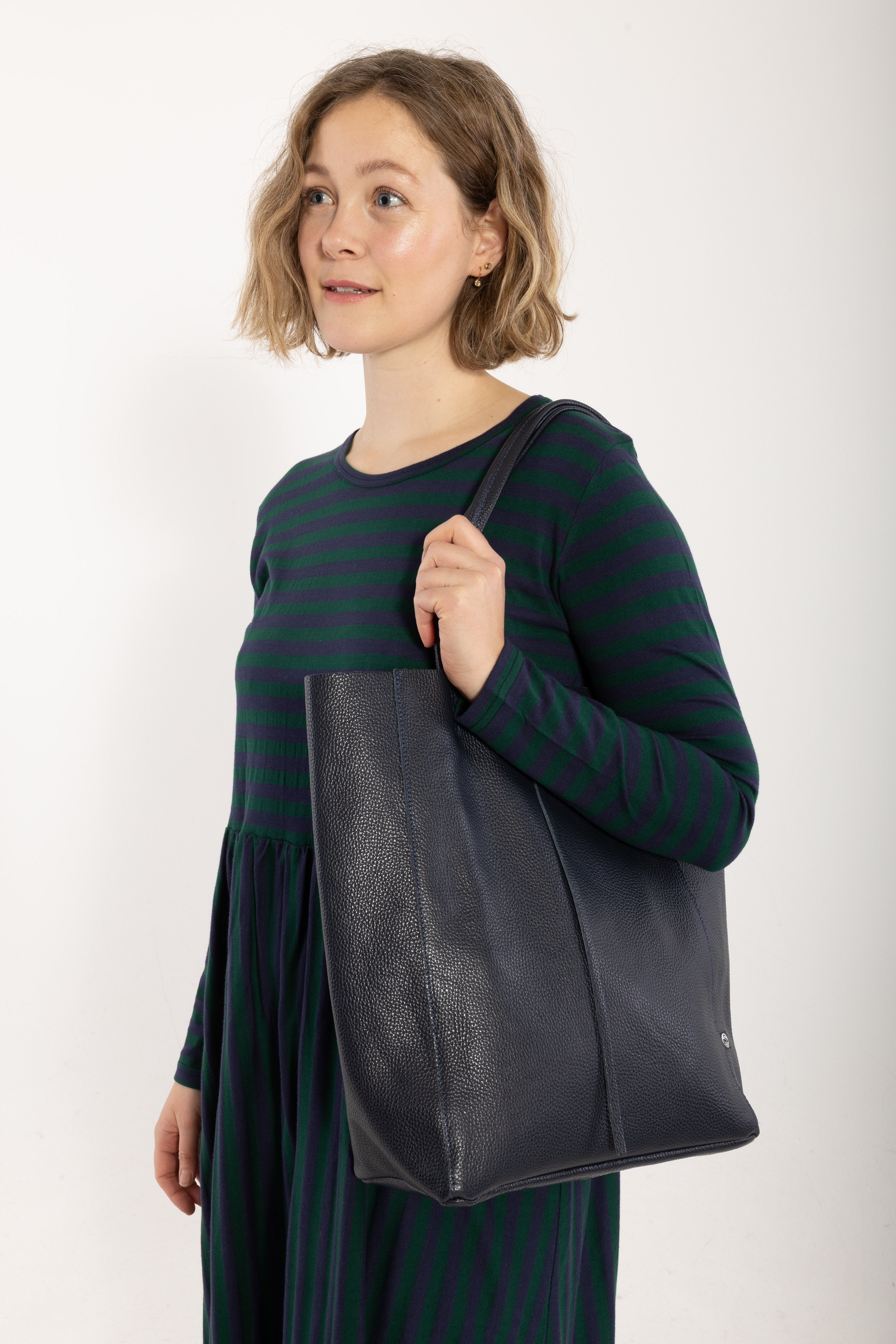 ESS - DaneHolstein Leather Tote Bag Dark Navy