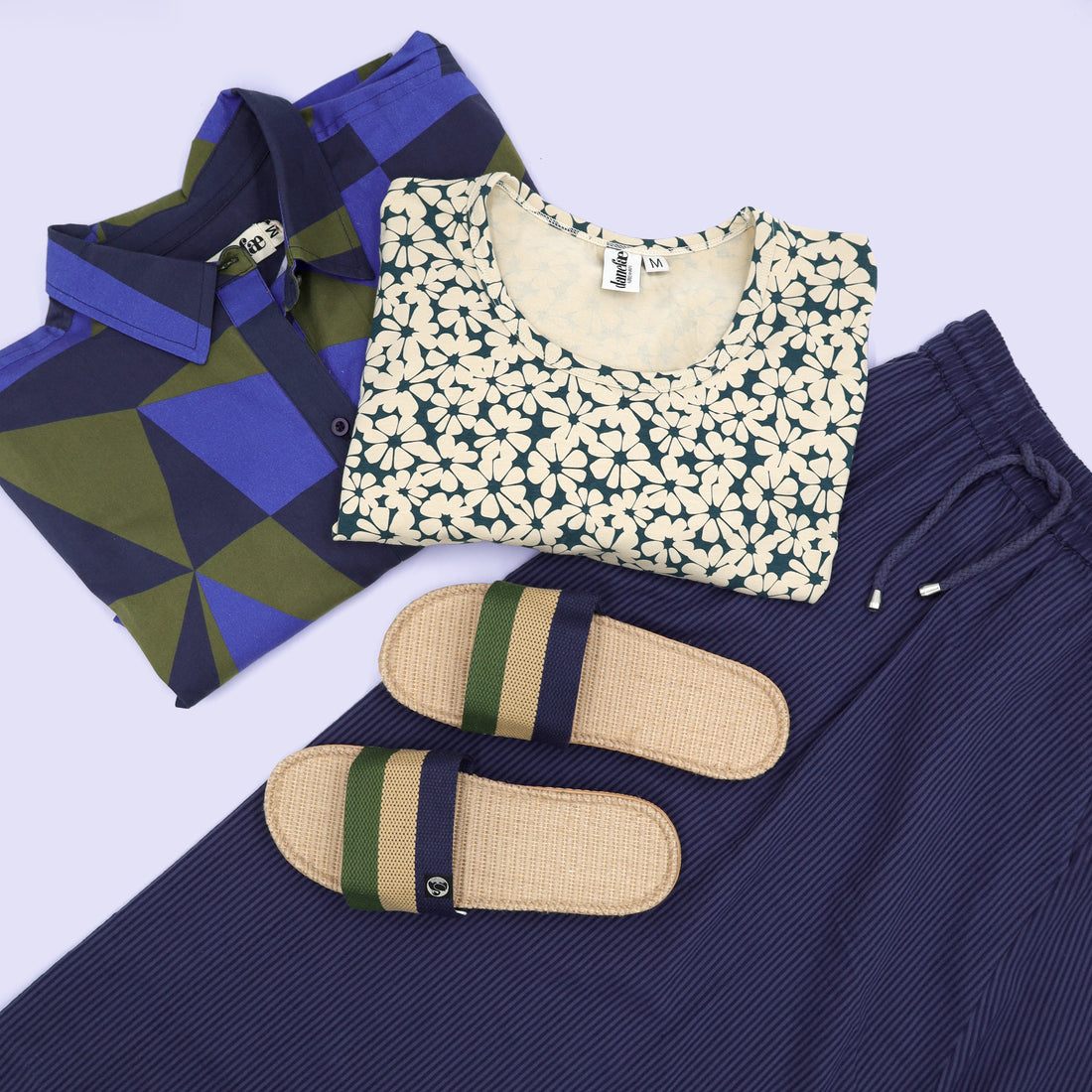 Danelulu Hausschuhe Army/Beige/Dk Navy