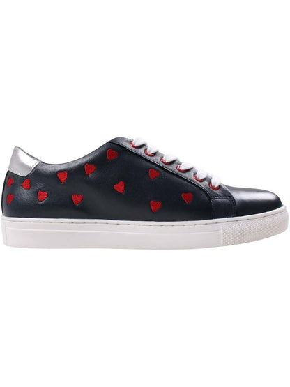 PiedPied Leather Love Sneakers Navy ( Red Hearts )