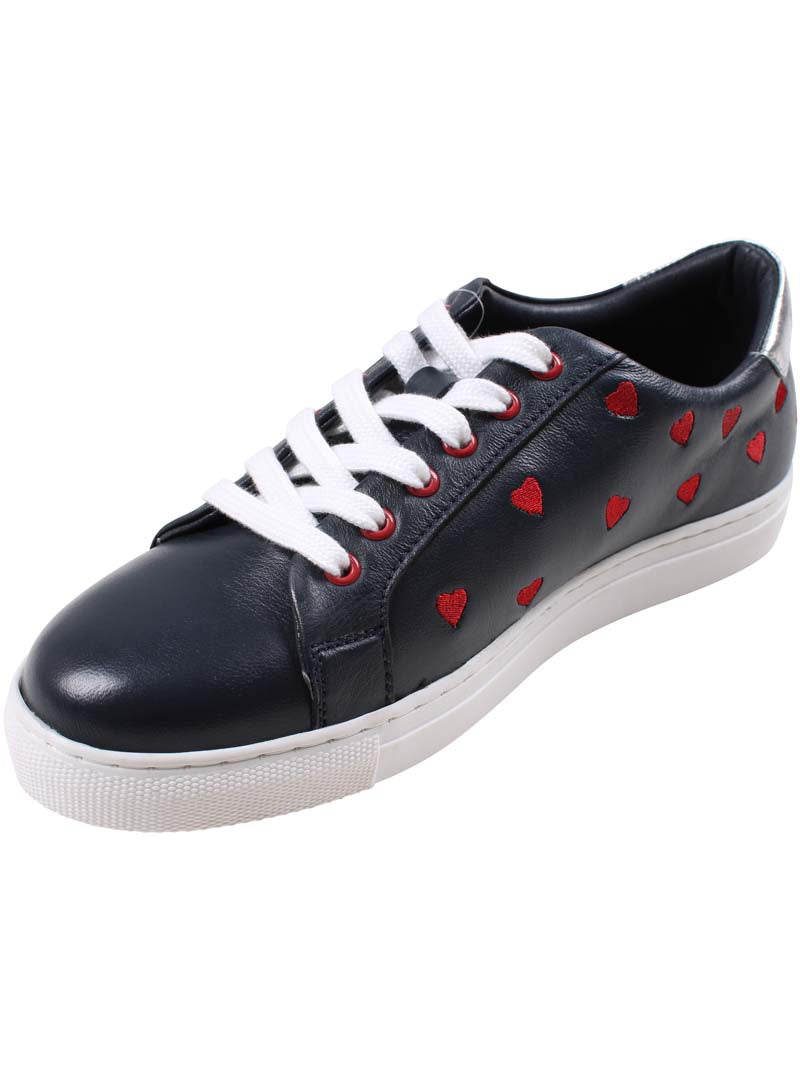 PiedPied Leather Love Sneakers Navy ( Red Hearts )