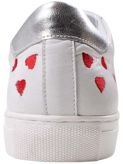 PiedPied Leather Love Sneakers White ( Red Hearts )