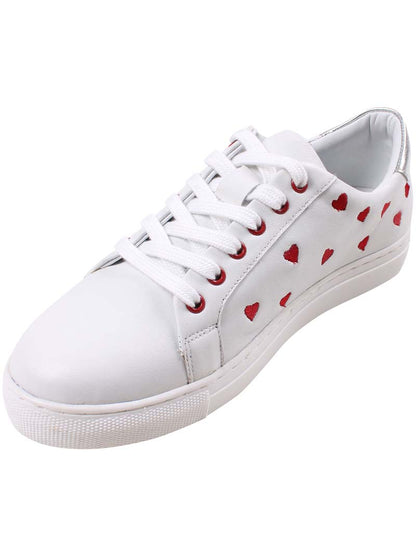 PiedPied Leather Love Sneakers White ( Red Hearts )