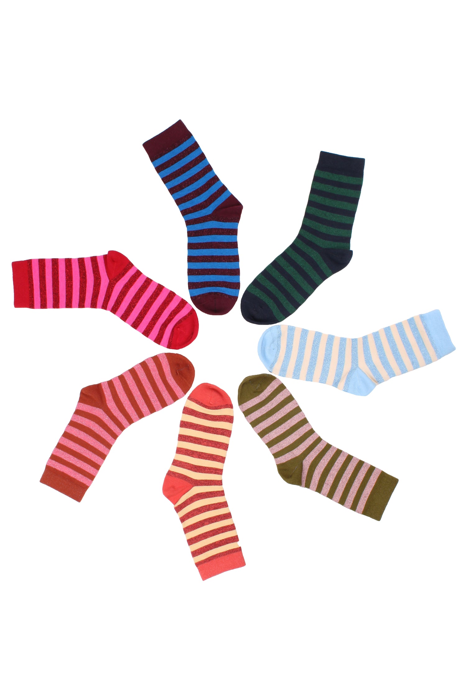 Søde stribede sokker med glittereffekt til kvinder fra Danefæ