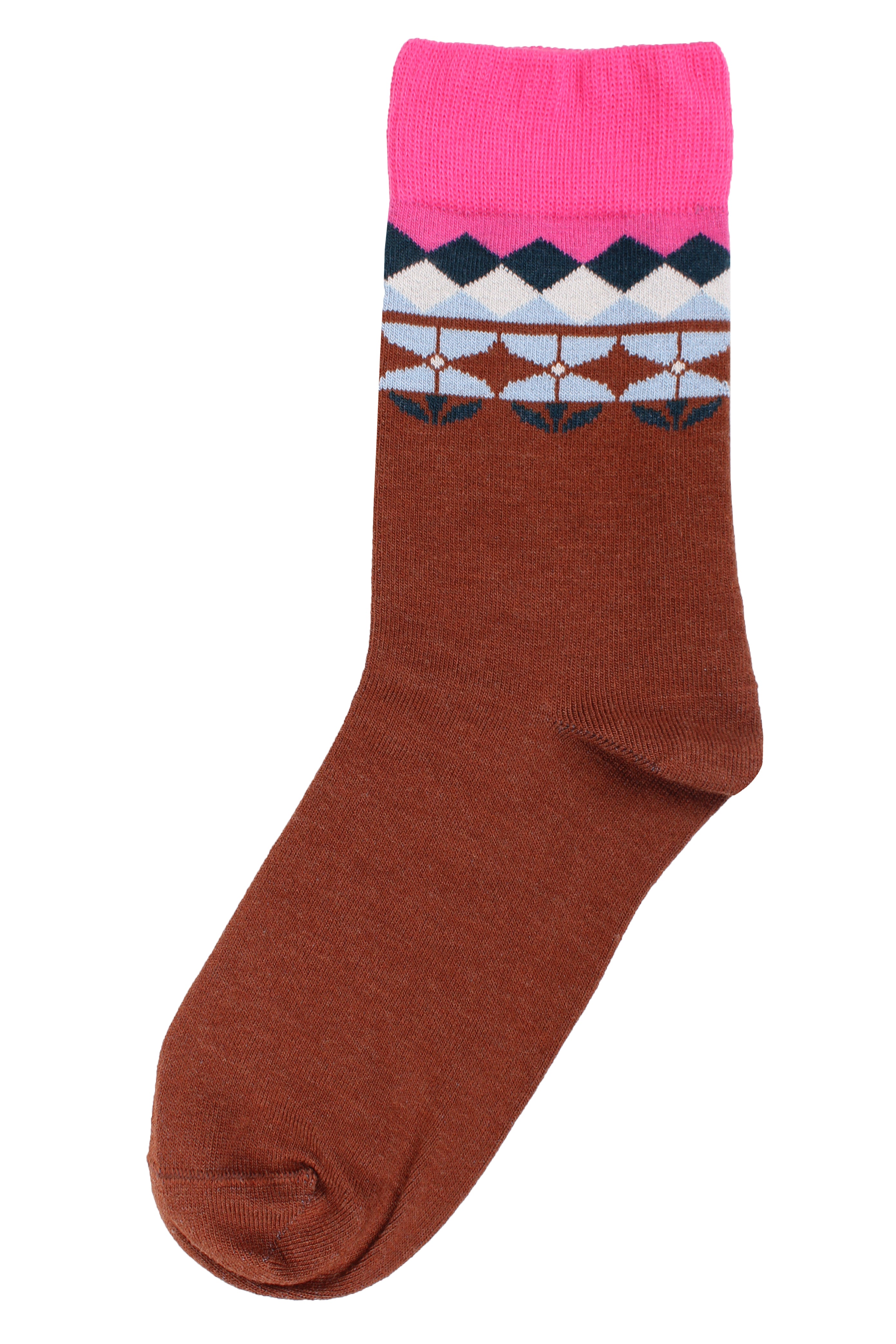 Danecountryside Wool Socks Dark Brick Jaquard