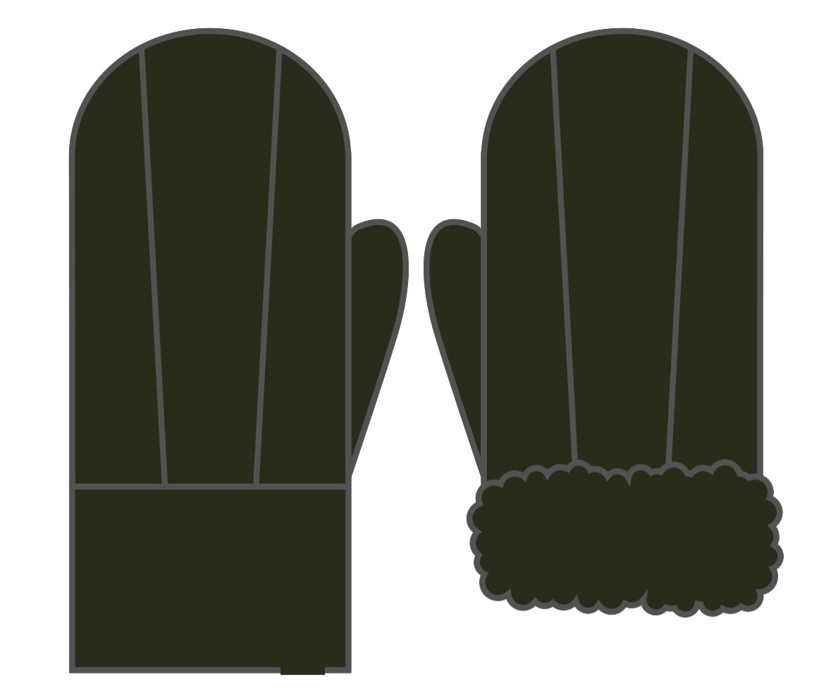 No Waste Sheepskin Gloves Blackish Green
