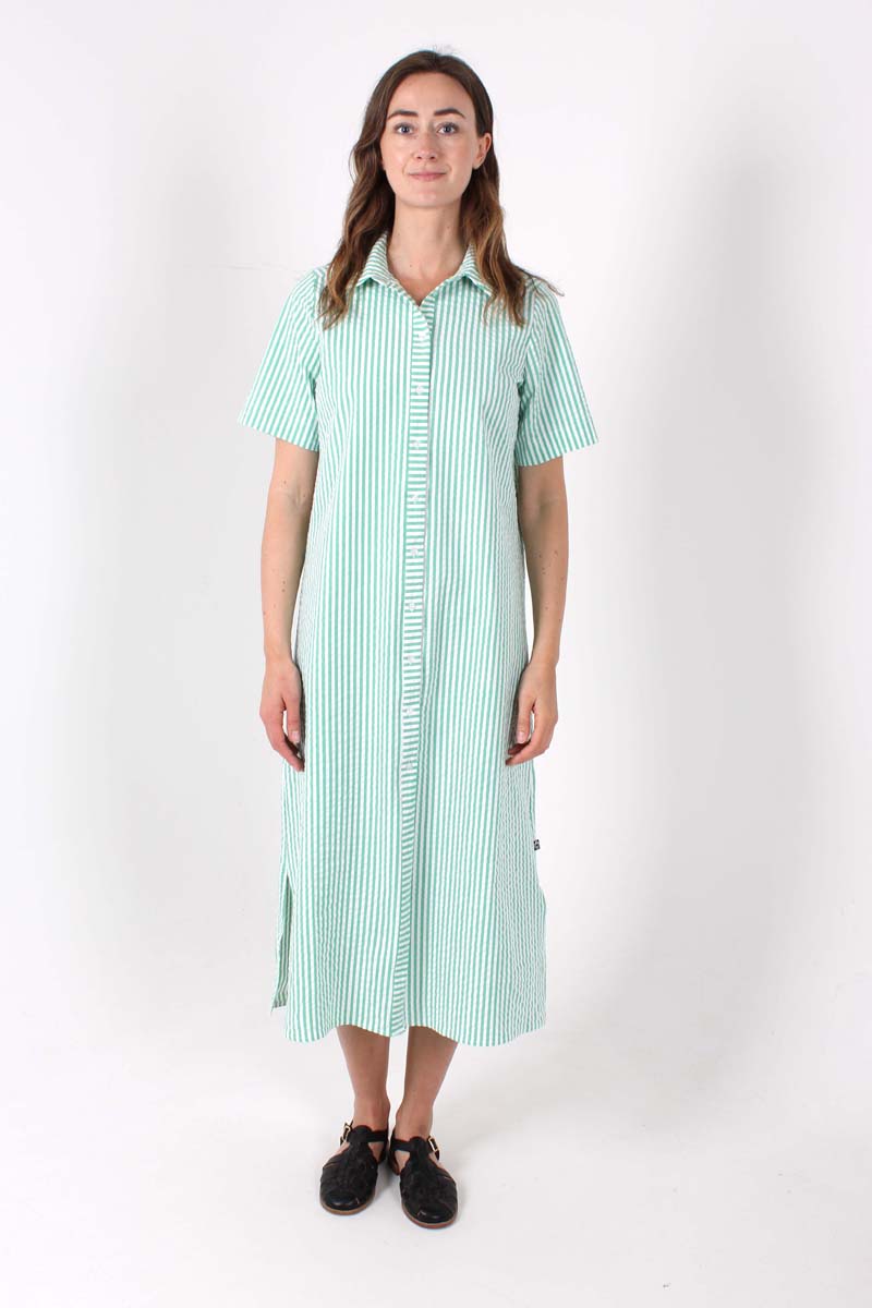 Danepippi SS Heavy Seersucker Dress Green/Chalk
