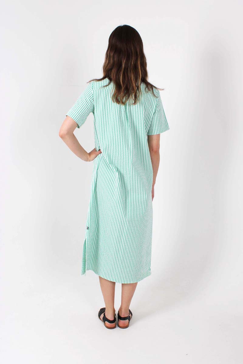 Danepippi SS Heavy Seersucker Dress Green/Chalk