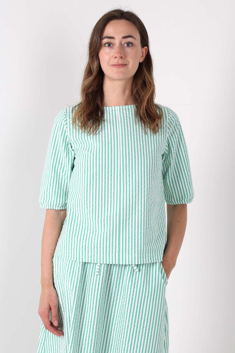 Danecremant Heavy Seersucker Shirt Green/Chalk