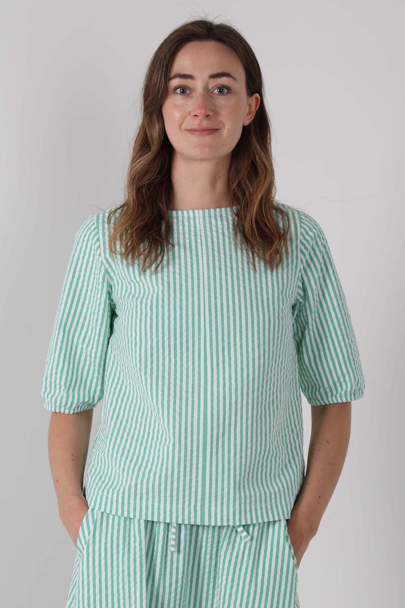 Danecremant Heavy Seersucker Shirt Green/Chalk