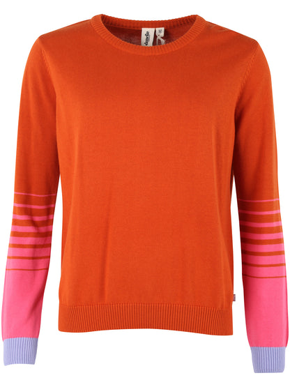 Danepool Cotton Knit Sweater Light Rust/Bright Pink/Lilla