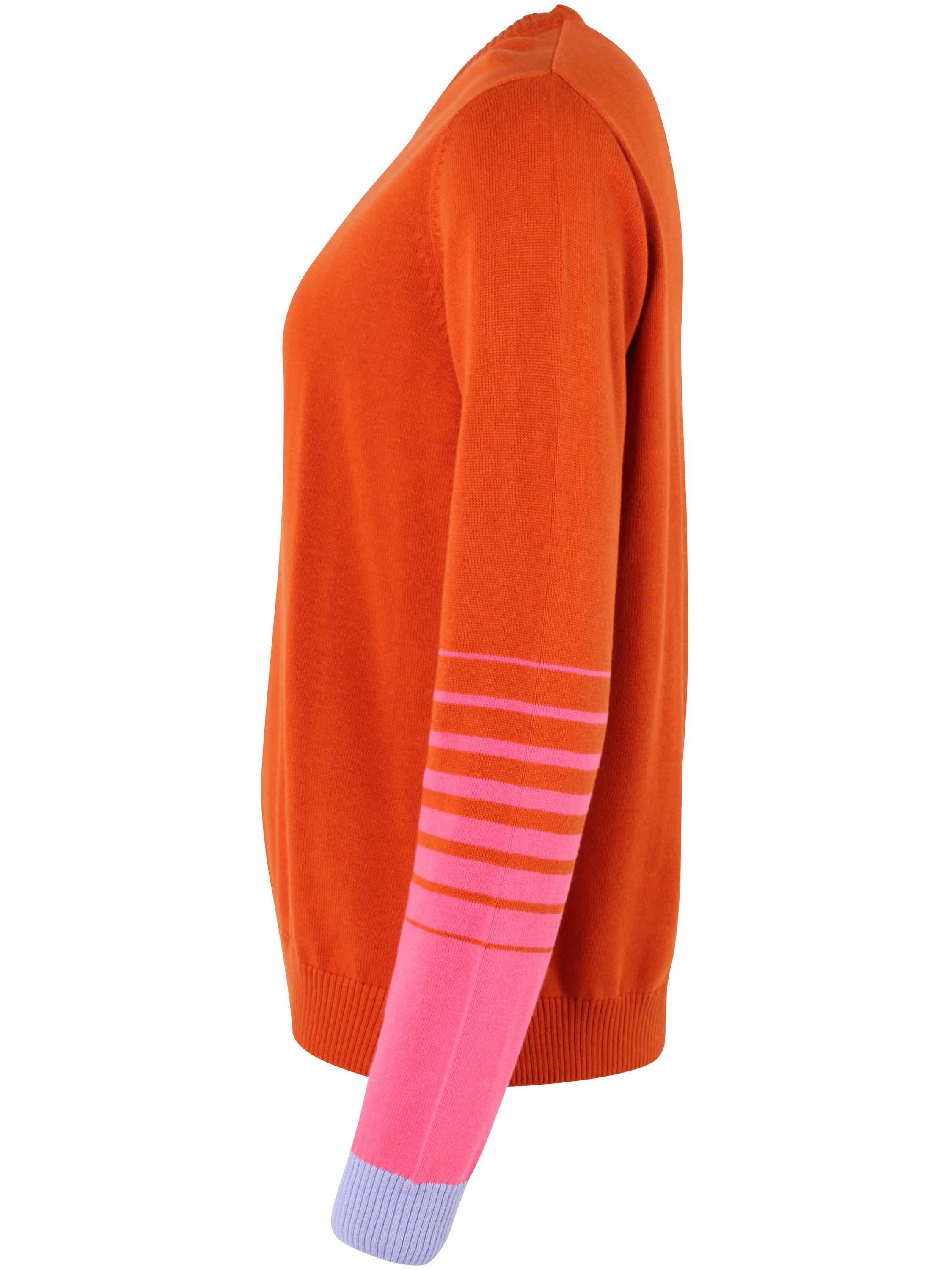 Danepool Cotton Knit Sweater Light Rust/Bright Pink/Lilla