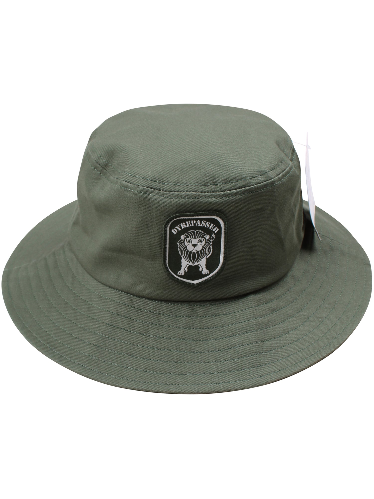 Sød grøn bøllehat til børn med logo af løve