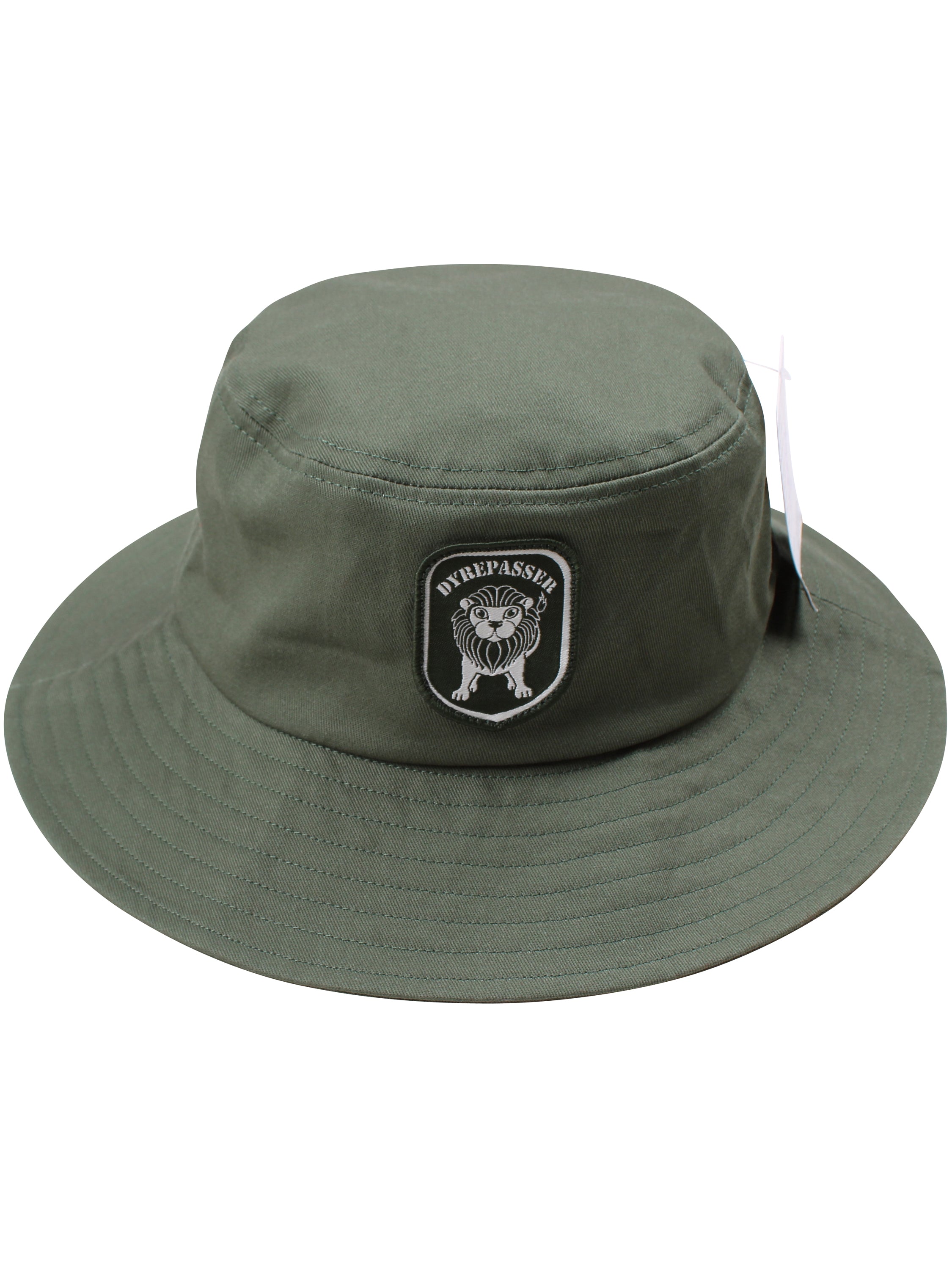 Sød grøn bøllehat til børn med logo af løve