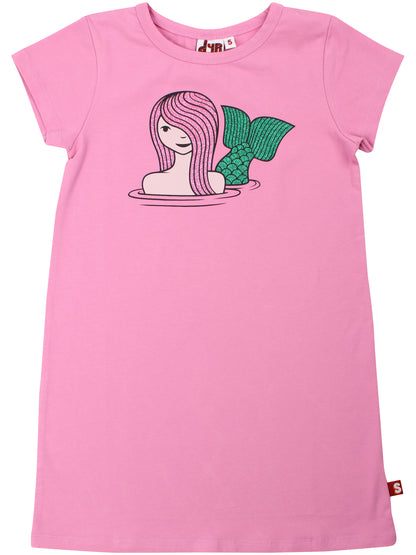 Fin rosa sommerkjole til børn med print af havfrue fra Dyr Cph