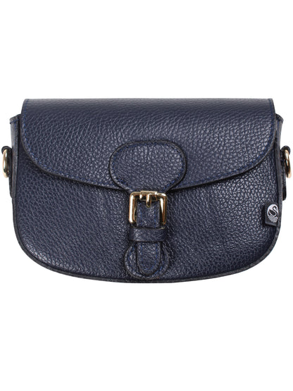 Navy læder skuldertaske lavet af ægte italiensk læder.