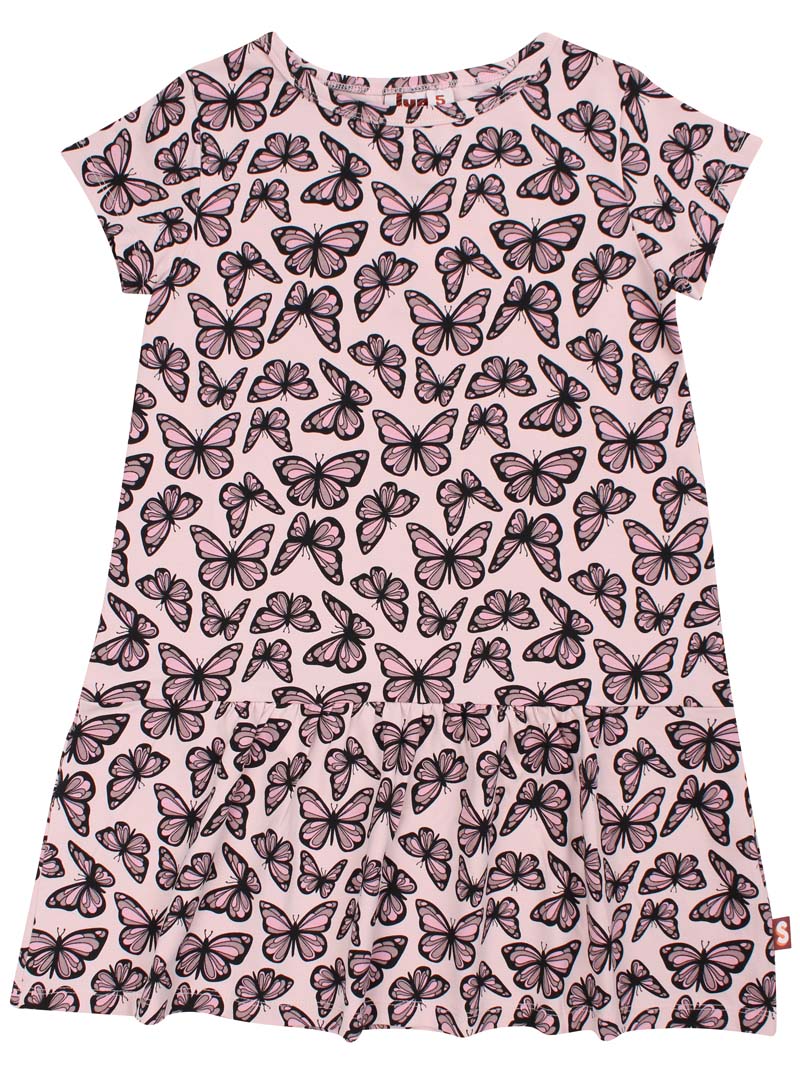 Dyrzanzi AOP/STRIB SS Dress Light Rose FLUTTER