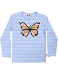 Dyrroar T AOP/STRIB Lila/Baby Blue SOMMERFUGL