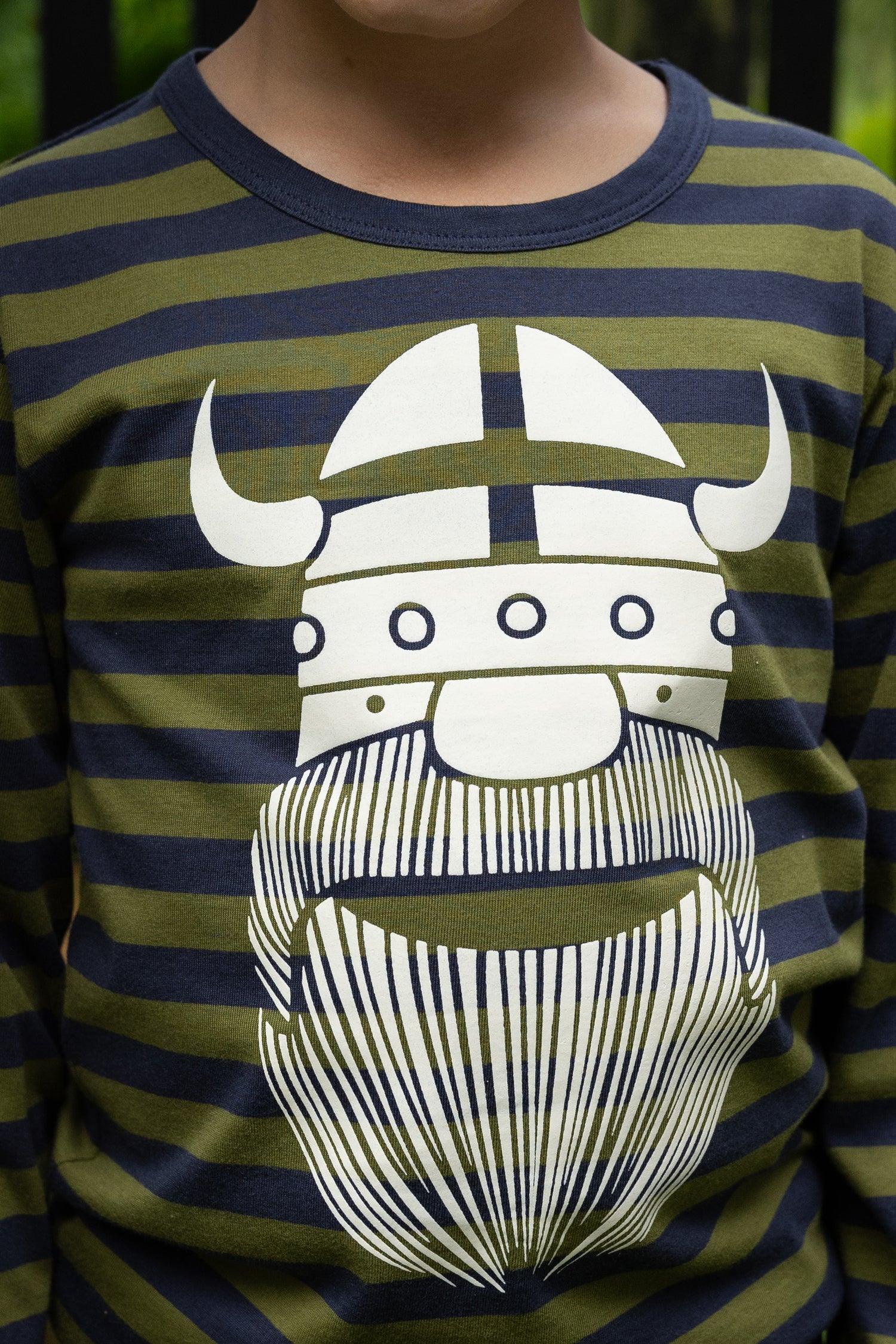 Stribet bluse til børn med viking