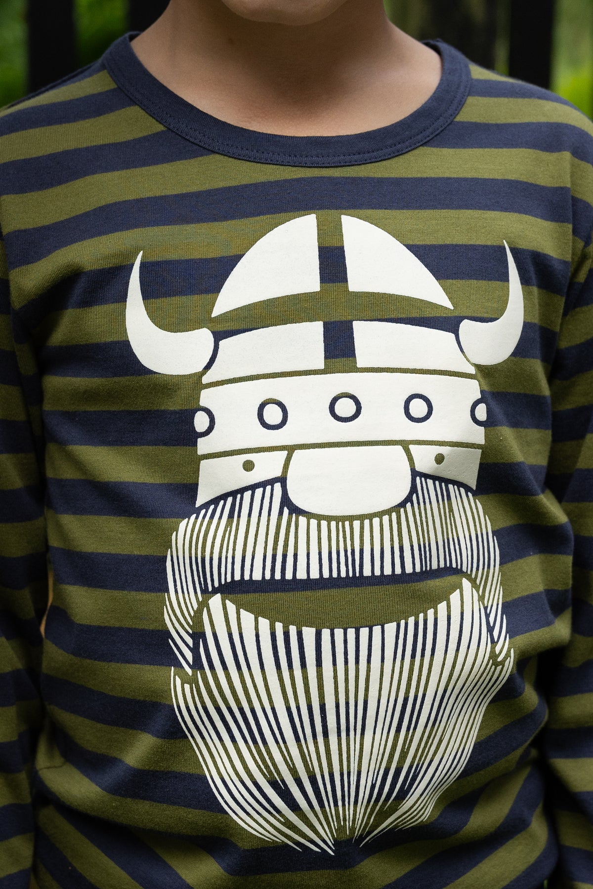 Stribet bluse til børn med viking