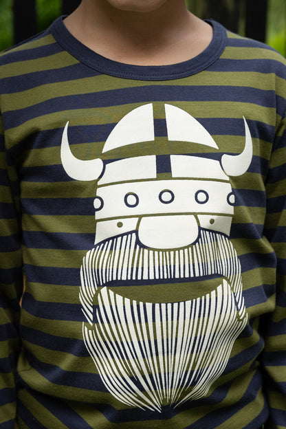 Stribet bluse til børn med viking