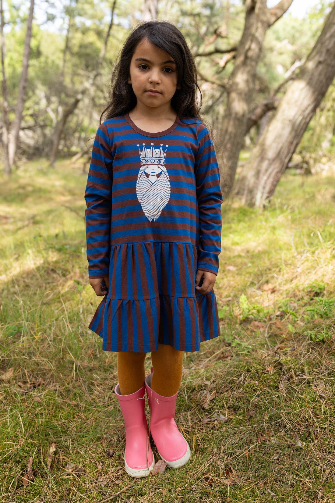 Danebasic Miva Dress Ocean Blue/Dk Merlot PRINSESSE