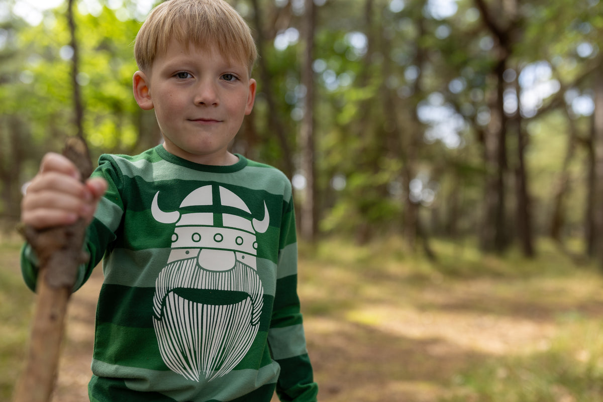 Stribet bluse til børn med viking