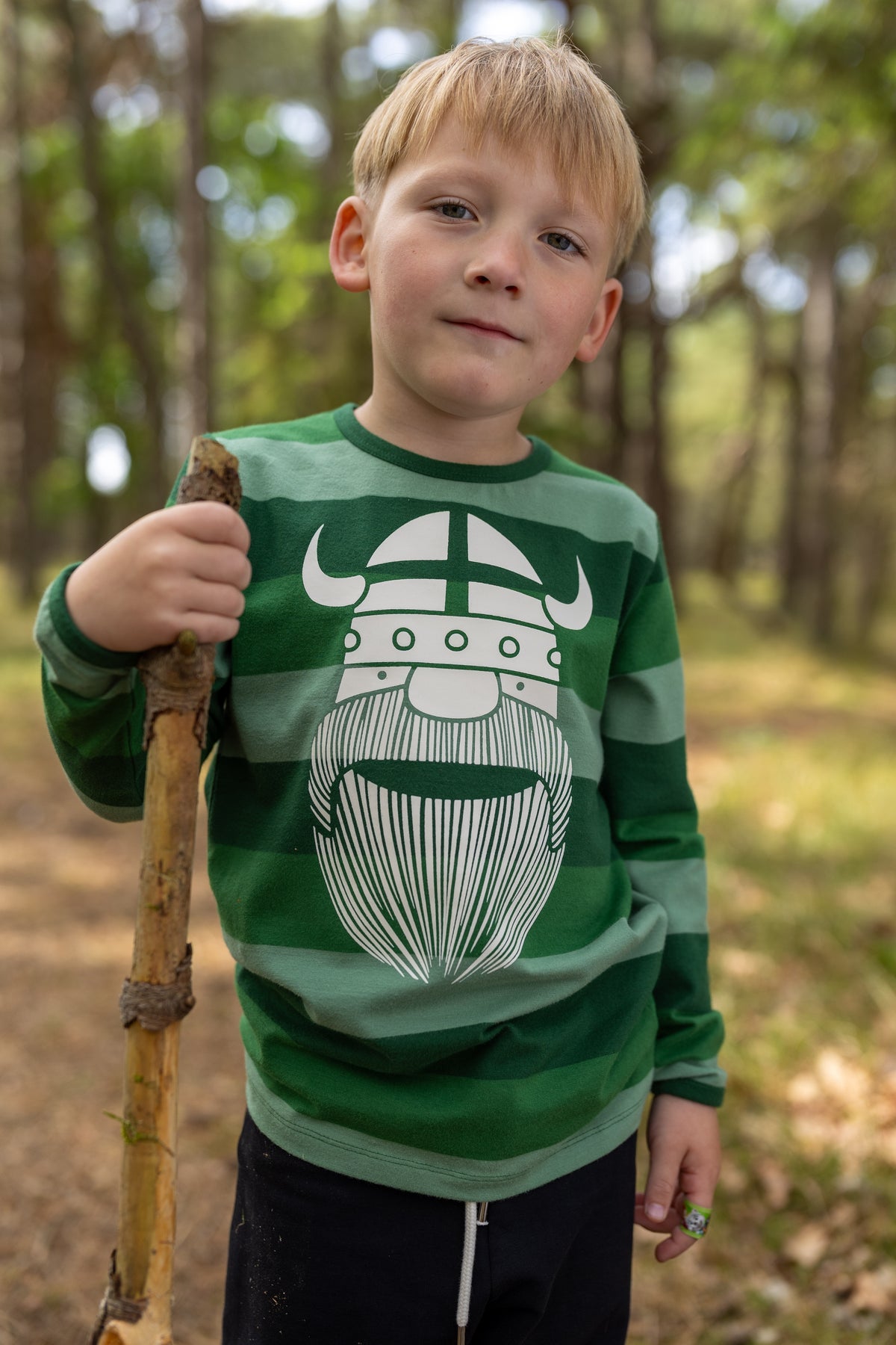 Stribet bluse til børn med viking
