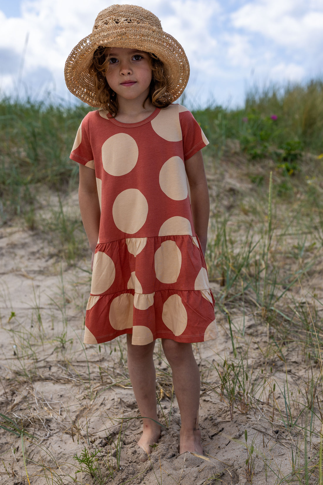 Sommerkjole med store prikker.