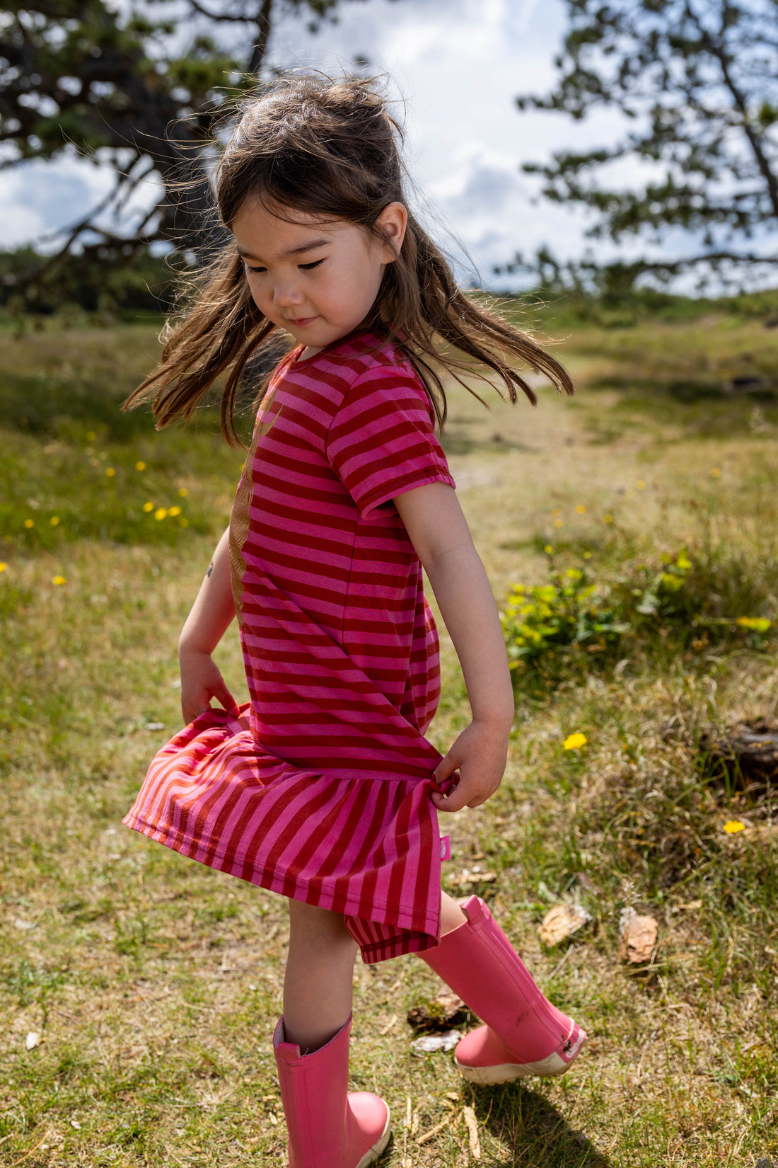 Danebanana Modal Dress Chili/Soft Cherry FREJA (GLITTER)