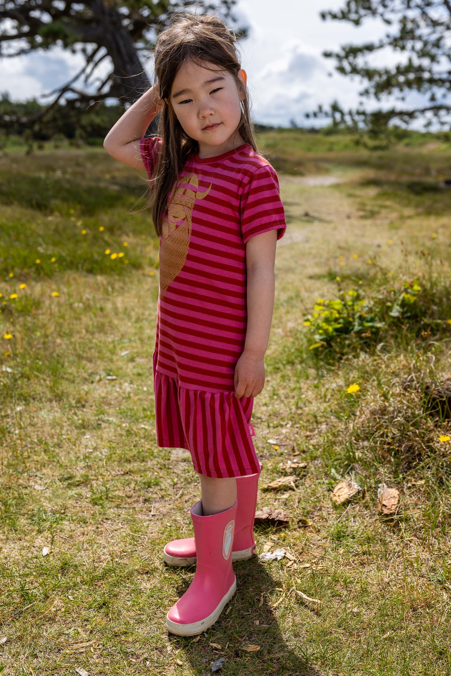 Danebanana Modal Dress Chili/Soft Chery FREJA (GLITTER)