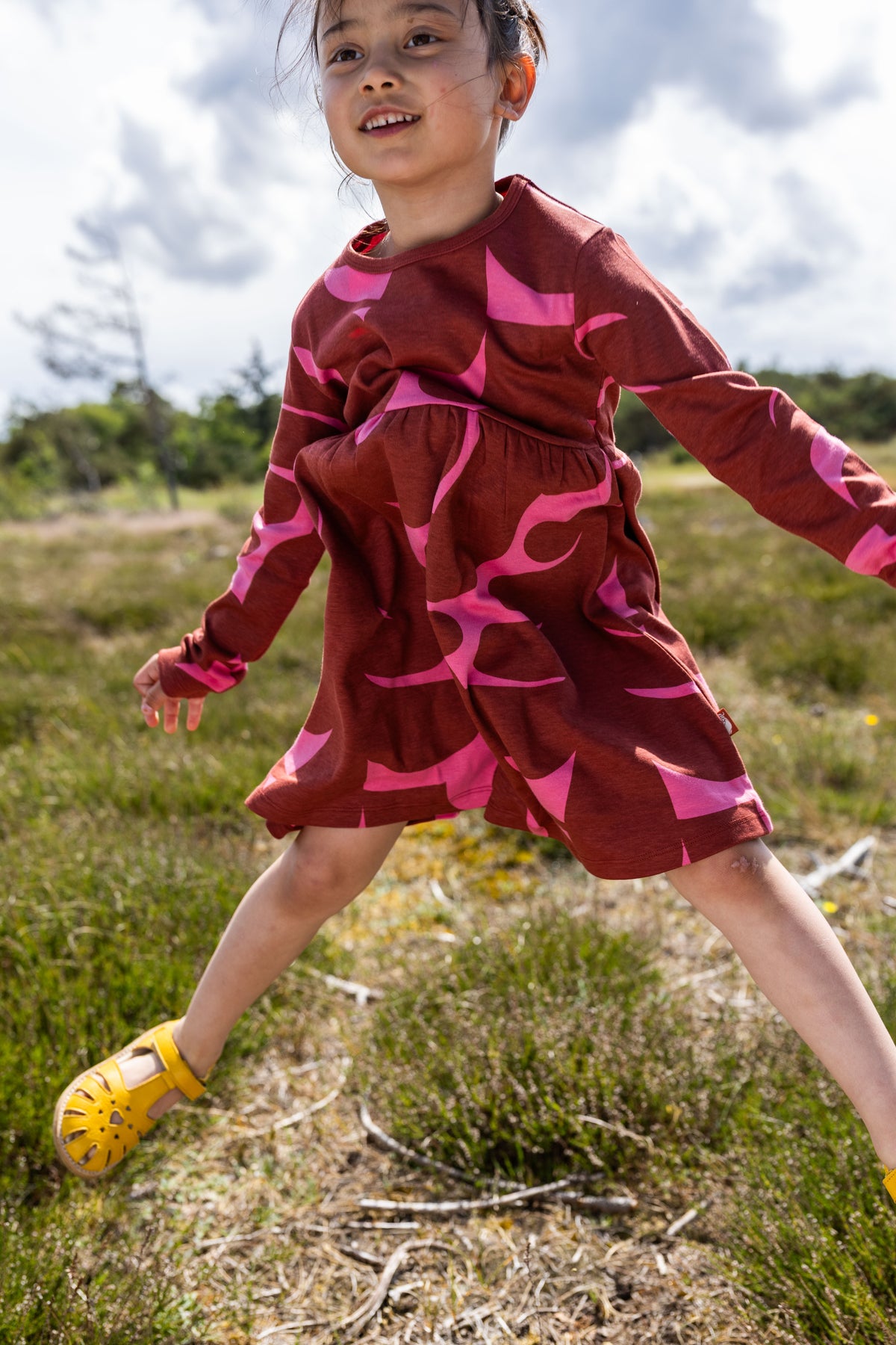 Daneshellfish Interlock LS Dress Chili/Soft Cherry TROPS