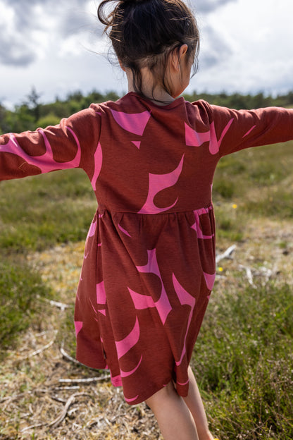 Daneshellfish Interlock LS Dress Chili/Soft Cherry TROPS