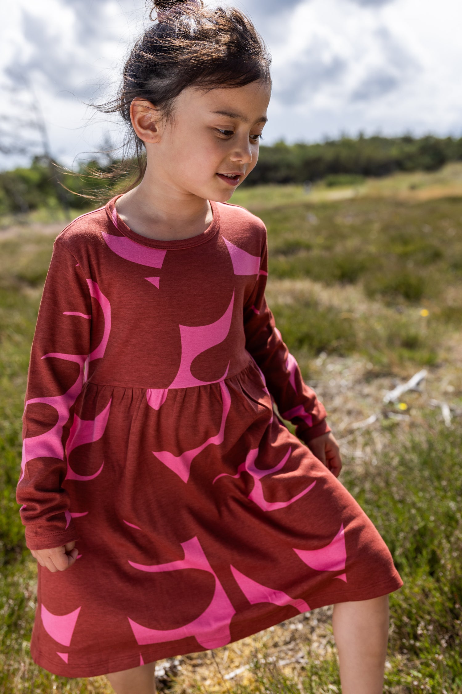 Daneshellfish Interlock LS Dress Chili/Soft Cherry TROPS