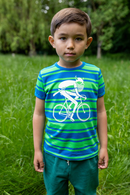 T-shirt til børn med cyklende viking.
