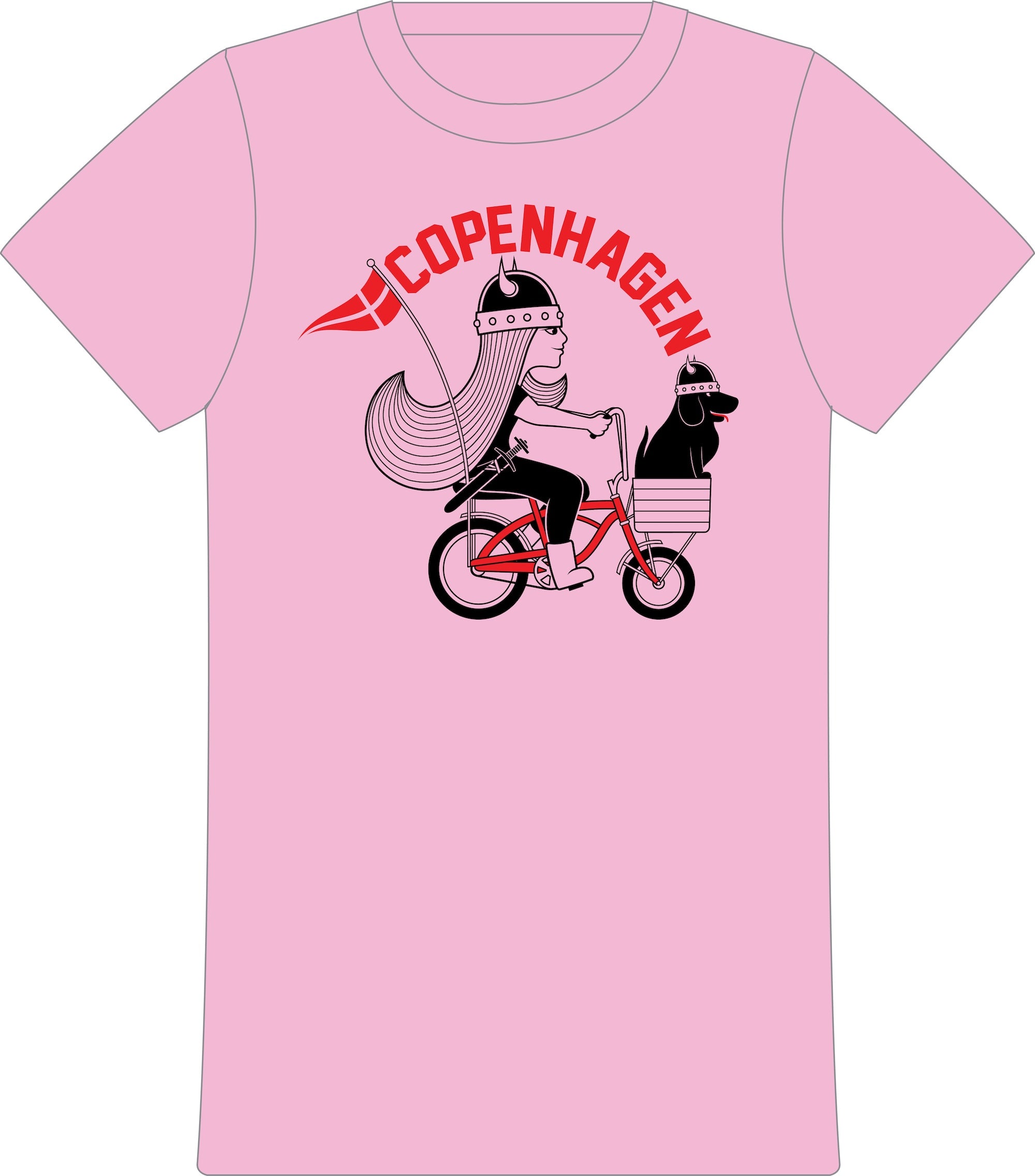 Dame T-shirt med viking på cykel