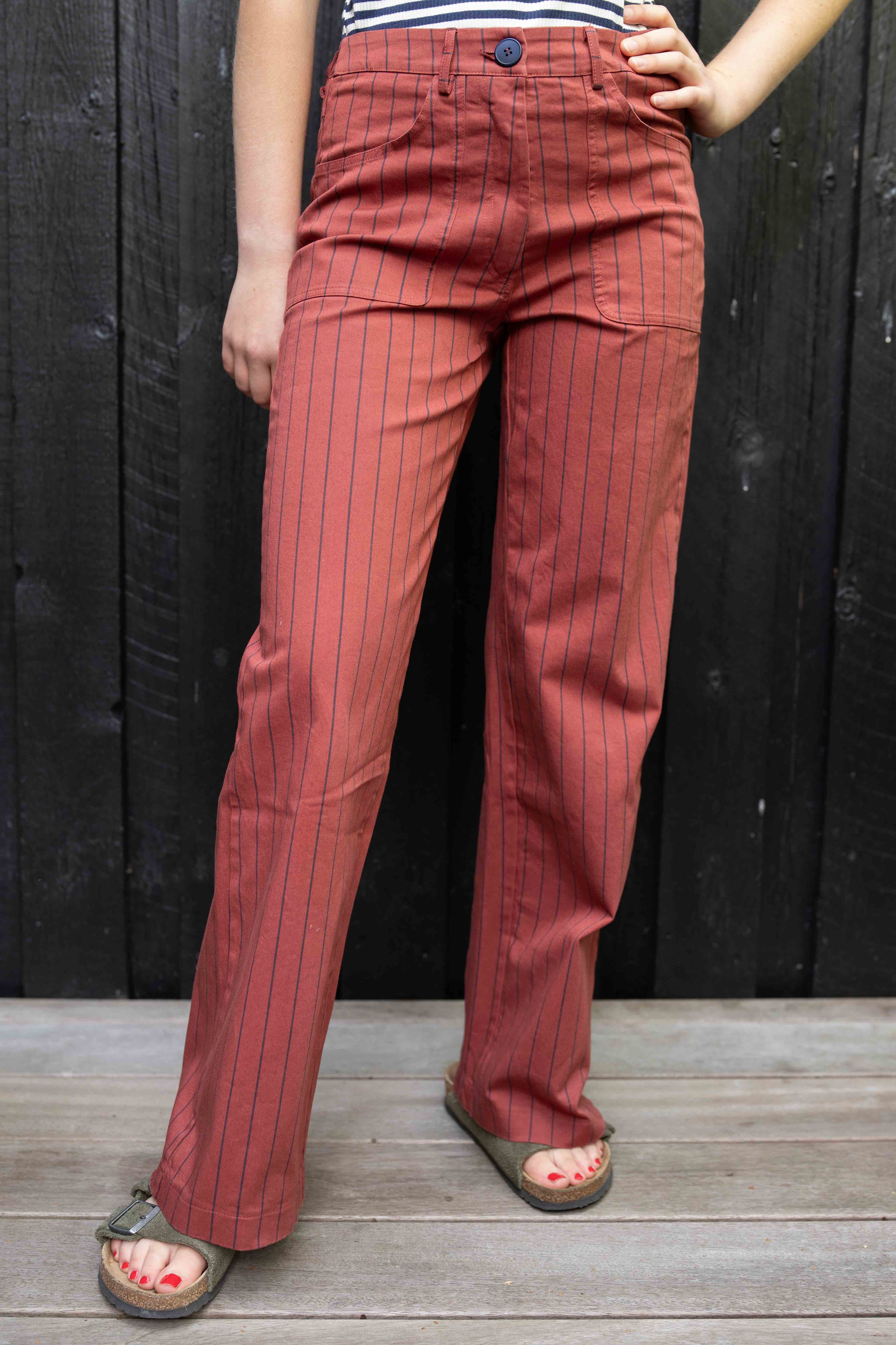 Danedaisy Stretch Canvas Pants Swedish Red/Dk Navy