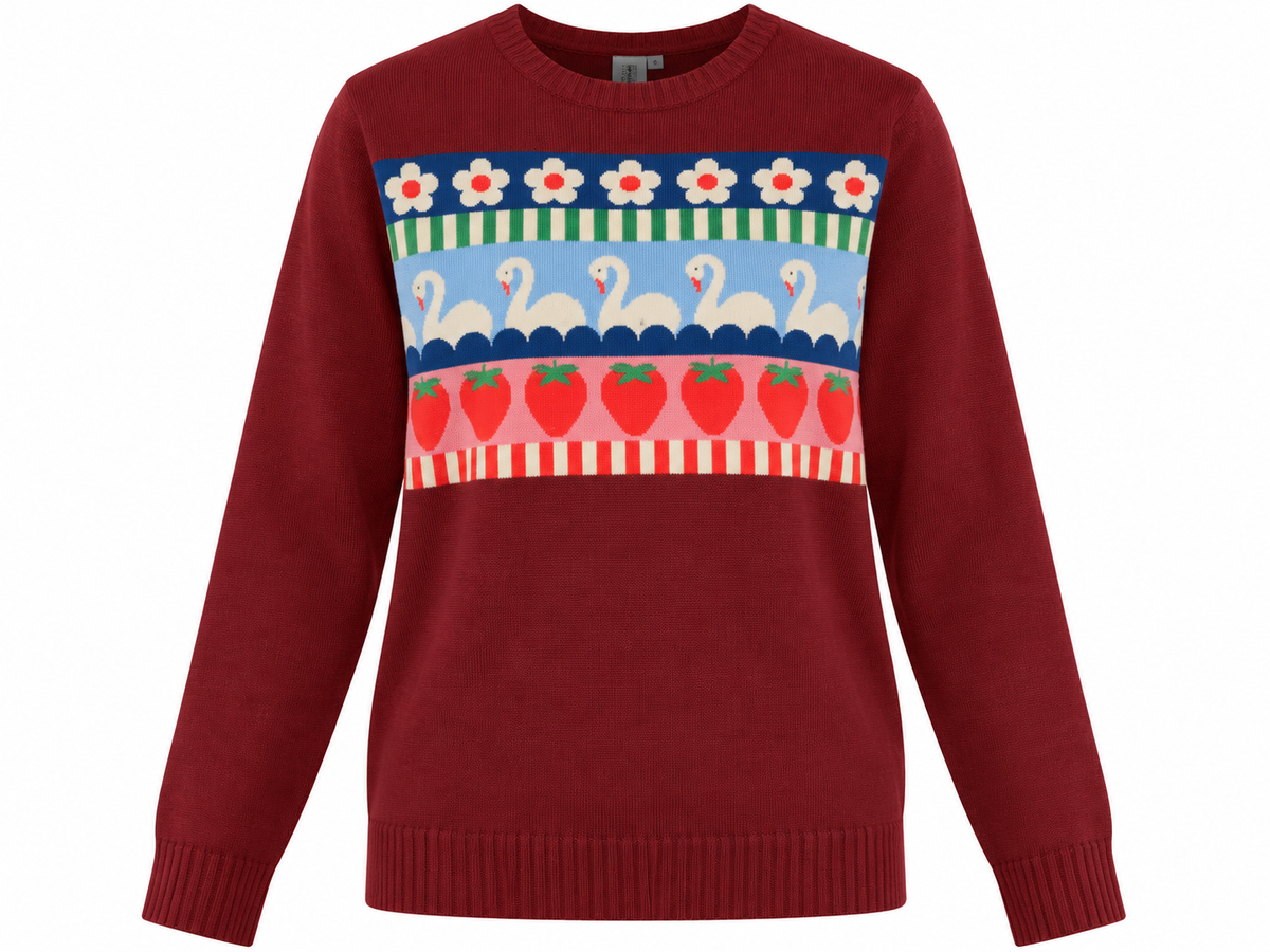 Danepearly Jaquard Cotton Sweater Red Brick SUMMER SWAN