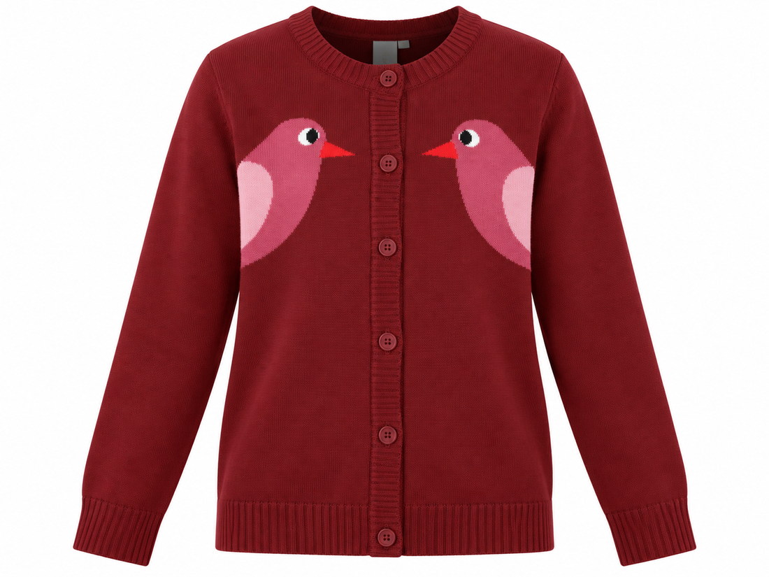 Danesaga Jaquard Cardigan Red Brick BIRD