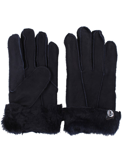 No Waste Sheepskin Mittens Navy